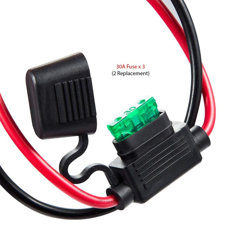 YCIND Battery Alligator Clips Clamp Clip-on to Female Cigarette Lighter Socket Outlet Battery Boost Cable Heavy Duty 30A Fuse 12V/24V 12AWG Cord 6Ft - Image 4